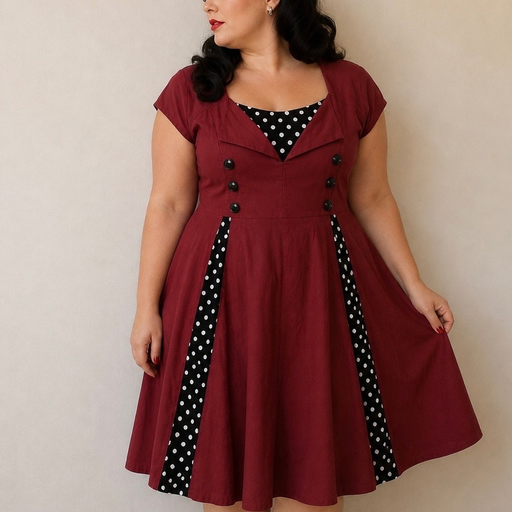 Modful Red Polka Dot Fit and Flare Rockabilly Dress XXL Rockabilly Pin Up
50s